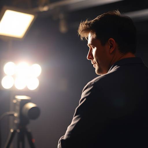 Actor performing in front of a camera, demonstrating on-camera acting techniques.
