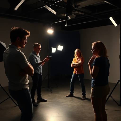 Students practicing method acting techniques in a studio setting.